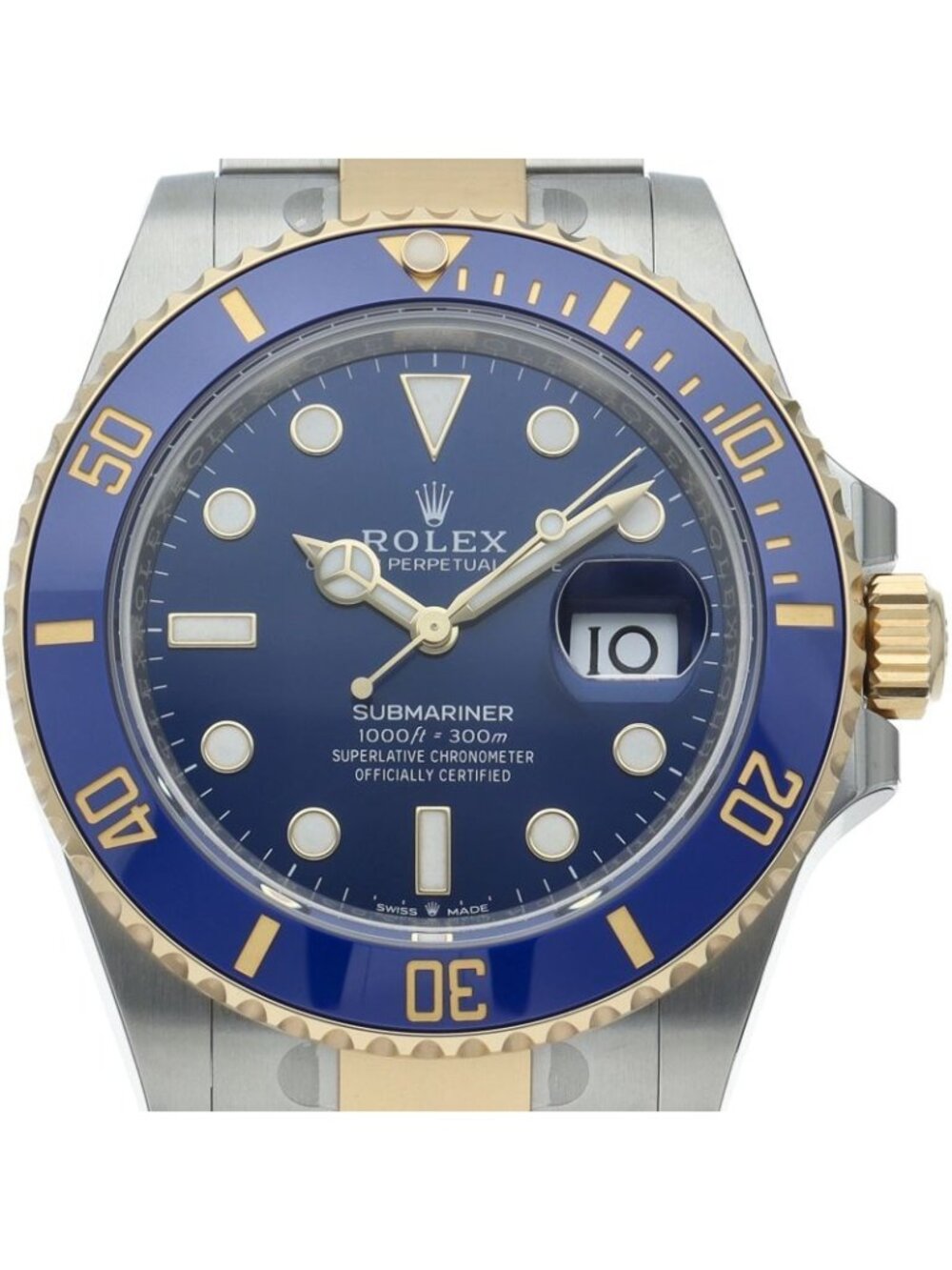Rolex Submariner Date Watch Blue 18K Yellow Gold SS